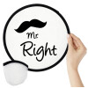 Mr right Mustache, Βεντάλια υφασμάτινη αναδιπλούμενη με θήκη (20cm)