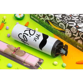 Mr right Mustache, Easter candle,Travel Tumbler 2 Lids, with metal straw & cleaning brush & aromatic flat candle (30cm) (PINK)