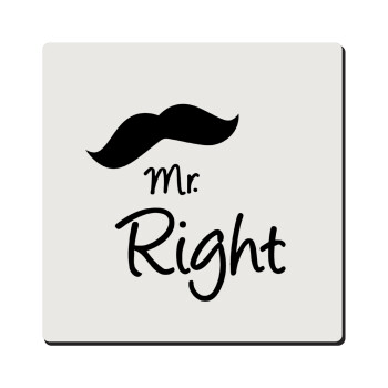 Mr right Mustache, Τετράγωνο μαγνητάκι ξύλινο 6x6cm