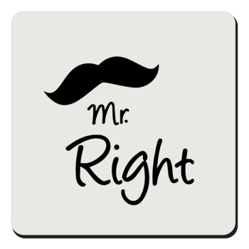 Mr right Mustache, Τετράγωνο μαγνητάκι ξύλινο 9x9cm