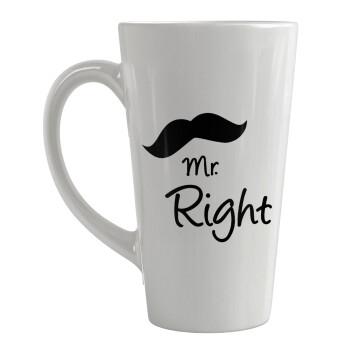 Mr right Mustache, Κούπα κωνική Latte Μεγάλη, κεραμική, 450ml