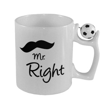 Mr right Mustache, Κούπα με μπάλα ποδασφαίρου , 330ml