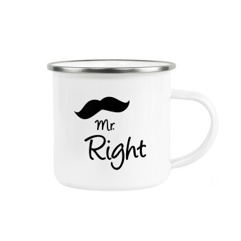 Mr right Mustache, Κούπα Μεταλλική εμαγιέ λευκη 360ml