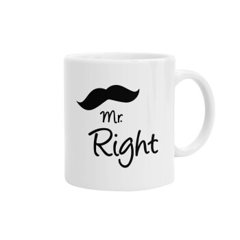 Mr right Mustache, Κούπα, κεραμική, 330ml (1 τεμάχιο)