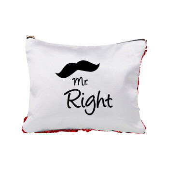 Mr right Mustache, Τσαντάκι νεσεσέρ με πούλιες (Sequin) Κόκκινο