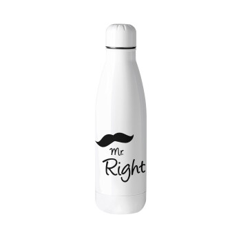 Mr right Mustache, Μεταλλικό παγούρι θερμός (Stainless steel), 500ml