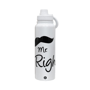 Mr right Mustache, 1L Stainless Steel Thermal Bottle with Phone Holder & Double Wall Insulation