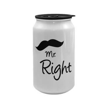 Mr right Mustache, Κούπα ταξιδιού μεταλλική με καπάκι (tin-can) 500ml