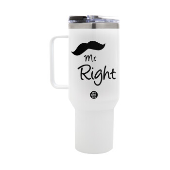 Mr right Mustache, Mega Stainless steel Tumbler with lid, double wall 1,2L