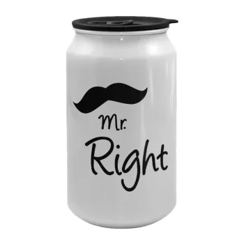 Mr right Mustache, Κούπα ταξιδιού μεταλλική με καπάκι (tin-can) 500ml
