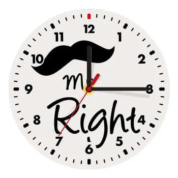 Mr right Mustache, Ρολόι τοίχου ξύλινο (20cm)