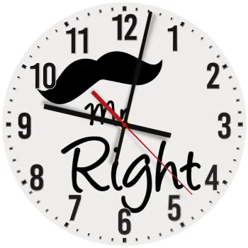 Mr right Mustache, Ρολόι τοίχου ξύλινο (30cm)