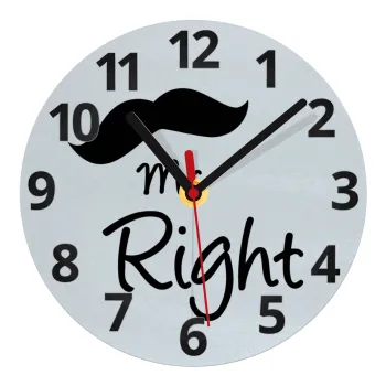 Mr right Mustache, Ρολόι τοίχου γυάλινο (20cm)