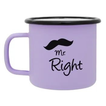 Mr right Mustache, Κούπα Μεταλλική εμαγιέ ΜΑΤ Light Pastel Purple 360ml