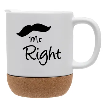 Mr right Mustache, Ceramic coffee mug Cork (MAT), 330ml