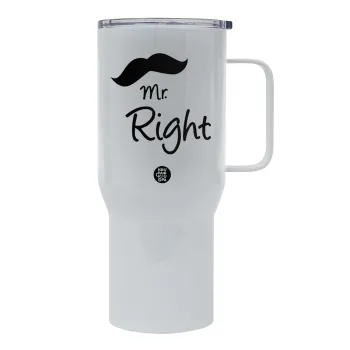 Mr right Mustache, Mega Stainless steel Tumbler with lid, double wall 750L