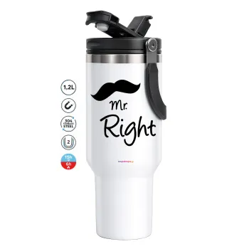 Mr right Mustache, Mega Stainless steel Tumbler with lid, double wall 1,2L