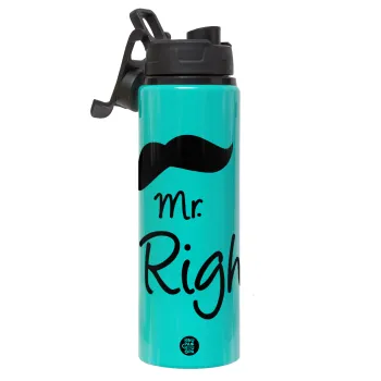 Mr right Mustache, Μεταλλικό παγούρι νερού με καπάκι ασφαλείας, αλουμινίου 850ml