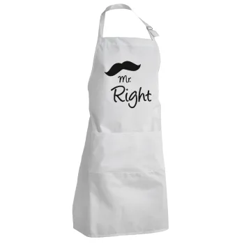 Mr right Mustache, Ποδιά Σεφ Ολόσωμη Ενήλικων (με ρυθμιστικά και 2 τσέπες)