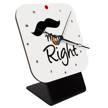 Mr right Mustache, Quartz Wooden table clock with hands (10cm)