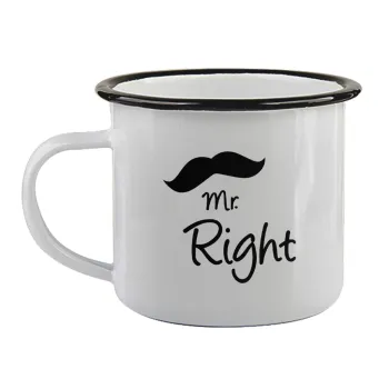 Mr right Mustache, Κούπα εμαγιέ με μαύρο χείλος 360ml