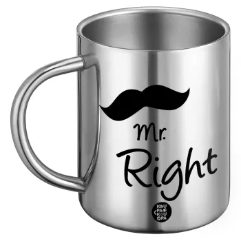Mr right Mustache, Ανοξείδωτη Μεταλλική Κούπα 450ml - Διπλού Τοιχώματος