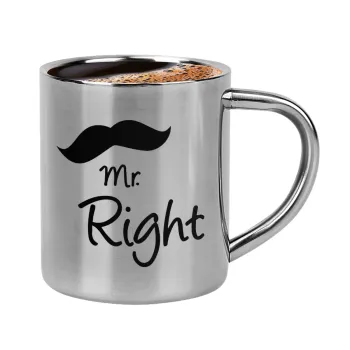 Mr right Mustache, Κουπάκι μεταλλικό διπλού τοιχώματος για espresso (220ml)