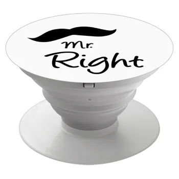 Mr right Mustache, Phone Holders Stand  White Hand-held Mobile Phone Holder