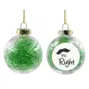 Transparent Christmas tree ball ornament with green filling 8cm