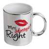 Mug ceramic, silver mirror, 330ml