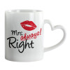 Mug heart handle, ceramic, 330ml