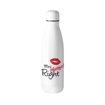 Mrs always right kiss, Metal mug thermos (Stainless steel), 500ml