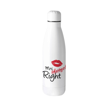 Mrs always right kiss, Μεταλλικό παγούρι θερμός (Stainless steel), 500ml