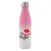 Μεταλλικό παγούρι θερμός Ροζ/Λευκό (Stainless steel), διπλού τοιχώματος, 500ml