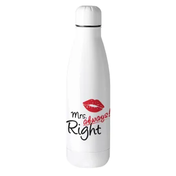 Mrs always right kiss, Metal mug thermos (Stainless steel), 500ml