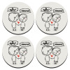 SET of 4 round wooden coasters (9cm)