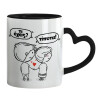 Mug heart black handle, ceramic, 330ml