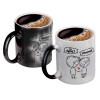 Color changing magic Mug, ceramic, 330ml when adding hot liquid inside, the black colour desappears (1 pcs)