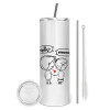 Tumbler stainless steel 600ml, with metal straw & cleaning brush