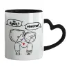 Mug heart black handle, ceramic, 330ml