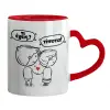 Mug heart red handle, ceramic, 330ml