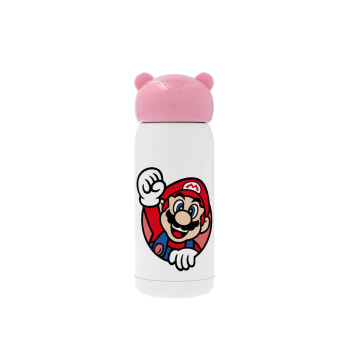 Super mario win, Ροζ ανοξείδωτο παγούρι θερμό (Stainless steel), 320ml