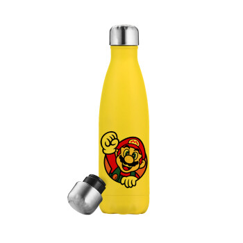 Super mario win, Yellow Stainless Steel Metallic Thermos, double-walled, 500ml