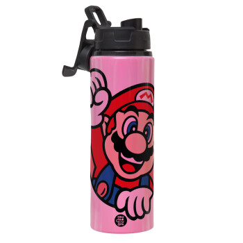 Super mario win, Metallic water bottle with safety lid, 850ml aluminum