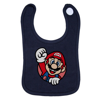 Super mario win, Σαλιάρα με Σκρατς 100% Organic Cotton Μπλε (0-18 months)