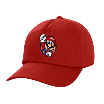 Super mario win, Καπέλο παιδικό Baseball, 100% Βαμβακερό,  Κόκκινο