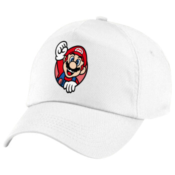 Super mario win, 5-Panel Cap White, 100% Cotton (Twill), (UNISEX, ONE SIZE)