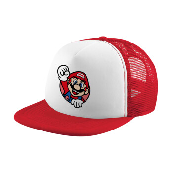 Super mario win, Καπέλο Soft Trucker με Δίχτυ Red/White 