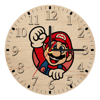 Super mario win, Ρολόι τοίχου ξύλινο plywood (20cm)