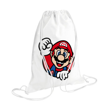 Super mario win, Backpack pouch GYMBAG white (28x40cm)